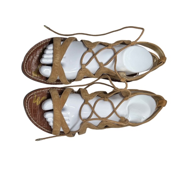 Sam Edelman Gemma gladiator strappy tie sandals 9.5 leather summer neutral - Picture 3 of 9